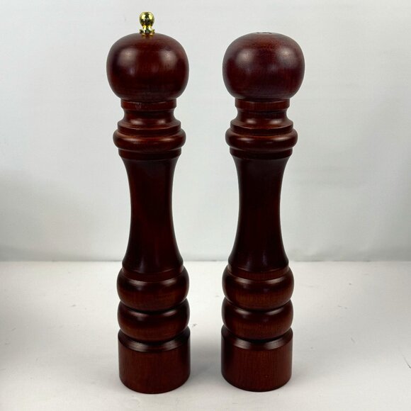 SMC Salt Shaker & Pepper Mill Grinder set 11" Vintage Walnut Brown Wood New Box - Picture 6 of 11